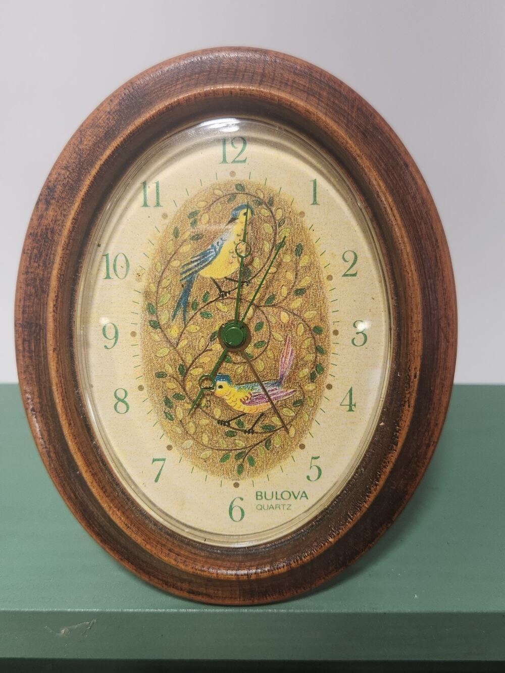 Vintage 1989 Bulova Antique Galerie Bird Oval Quartz Mantel Clock Numbered